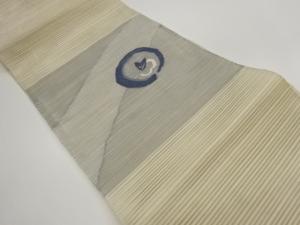 絽綴れ丸文に抽象葉模様織出し名古屋帯